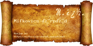 Mifkovics Árpád névjegykártya